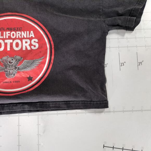 Vintage California Motors Crop Top Shirt Womens L Black Cropped Cars Graphic Y2K - Picture 7 of 7
